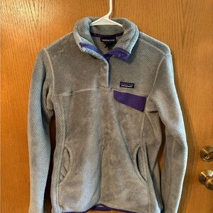 Patagonia Gray and Purple Fleece Jacket